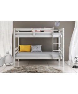 LETTO A CASTELLO "MARSIGLIA" IN PINO MASSELLO BIANCO 90X190X150 CM
